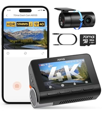 Amazon.co.jp: 70mai Dash Cam 4K A810S前後 128GB & CPL2 偏光