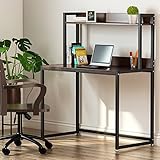 LITTLE TREE パソコンデスク パソコンラック ワークデスク 座デスク 本棚 収納付きデスクPCデスク 幅100×奥行50×高さ122cm 木目柄 (天板の高さ72cm)