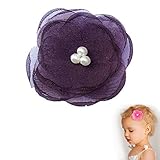 Pearl Poppy Flower Hair Clip - Girl TruStay Clip - Best NO Slip Barrette For Fine Hair (GC8-Grape) b