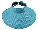 Plus Nao(プラスナオ) 子供用 サンバイザー 日よけ帽 ツバ広帽 折りたためる リボン付き 帽子 ぼうし 大人用 ママとおそろい シンプル 無地 - Sブルー