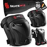 SKATEWIZ 肘パッド 子供用膝パッド - ローラースケート用手首ガード 子供用保護ギア - 保護-1 - スケートボードパッド スケートパッド 子供用膝パッド スケート Lサイズ ブラック