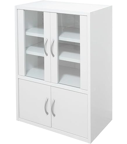 Amazon｜開き戸 ガラス扉 ガラス 大川家具 日本製 壁面収納 ハイタイプ