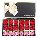 AMAA ソープフラワー バラ 石鹸花 造花 枯れない ギフトボックス付く 母の日 お祝い 誕生日 結婚記念日 ギフト ブルー ピンク レッド 紫 (レッド 18本)