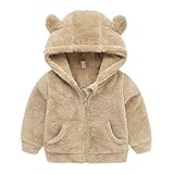 [FERE8890] ボーイズ パーカー スウェット ポケット ファスナー ジャケット 耳 純色 ベビー 児童 衣装 暖かい 長袖 冬着 2～8歳 柔かい カーキ 適合身長約80CM