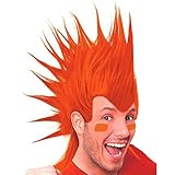 Amscan Party Perfect Team Spirit Crazy Mohawk Wig (1 Piece), Orange, 11 x 8"