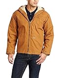Dickies Men's Sanded Duck Sherpa Lined Hooded Jacket Brown Large [並行輸入品]
