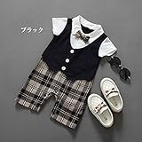 JJ-Factory 半袖 キッズ フォーマル スーツ ロンパース ネクタイ 子供 スーツ 七五三 子供服 発表会 子供用 スーツ 男の子用 フォーマルスーツ (70cm, ブラック)