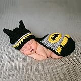 ハンドメイド 0-1歳 撮影写真 ベビー 幼児 編む バットマン 帽子+メガネ+ロンパース 0-1歳に合う 【1点】