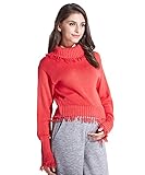 Sweet Mommy マタニティウェア 授乳服 トップス ふっくらニット オーガニックコットン100％ ショート丈 フリンジ タートルネック 赤ちゃんの肌にも安心 大きいサイズ 授乳 セーター トッ