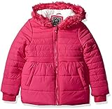 Ok Kids! Big Girls' Quilted Jacket with Faux Fur Trim on Hood Fuchsia 7/8 [並行輸入品]