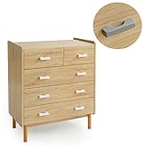 【トッテルシリーズ】 チェスト 色違い 選べる 取っ手 木製 4段 収納チェスト 天然木脚 コンパクト タンス 幅88cm オーク