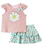 キューティーPie Toddler Girls ' Stripe Top &デイジースクーターセット、コーラル