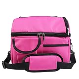 Ailier クーラーバッグ 8L 二層式 肥厚 折りたたみ収納可 保冷　保温バッグ クーラーボックス お弁当用 便利 軽量 (ピンク)