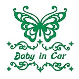 デザイン工房ＳＩＧＮＳ 車ステッカー Baby in car 3 綺麗にはがせる 車 ステッカー 蝶 チョウ グリーン