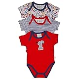 Duck Duck Gooseベビー男の子レッド数スポーツ印刷3 pcボディスーツセット3 – 9 M カラー: レッド