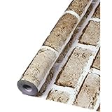 【wakongola】 高級感漂う　レンガ　かんたん 貼付 シールタイプ　DIY 壁紙 シール スキージー セット 45cm × 10m リフォーム　ウォールステッカー 防水　木目調 レンガ(こげ茶)