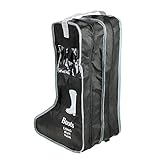 YunNasi 靴収納袋　ブーツ 収納バッグ　手持ち付く　運び便利　透明窓付き　透明収納カバン　靴カバー　長靴収納　　 (L, ブラック)