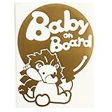 ゴールド（金） Baby on board〈ライオン らいおん 風船〉ステッカー 窓ガラス用シール 子供 車の後ろ 妊婦 安心 安全 ※吸盤・マグネットタ...