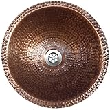 エジプトギフトショップ14 "アンティークPatina Hand Hammered Copperフラットリップトイレ浴室洗面所シンクボウルフラットリップ