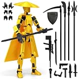 組み立て済みT13アクションフィギュアアクセサリー、ダミー13 T13マルチジョイント可動、コレクターデスクトップデコレーション用、t-13可動3Dプリントおもちゃ(イエロー)