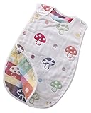 6重ガーゼ スリーパー ベビー パジャマ ふわふわ コットン 柔らかい 綿 ボタン開閉式 寝袋 42*70 cm キノコ