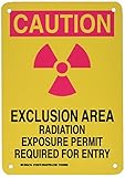 Brady 129276 Radiation and Laser Sign, Legend "Exclusion Area Radiation Exposure Permit Required For