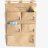 Huele 5ポケットリネンコットンファブリック壁マウント/Overドア布Hangingストレージバッグ壁ドアHangingストレージバッグオーガナイザーwith Number