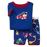 hooyi男の子子供パジャマコットンショートスリーブトラック車パジャマセット (青い, 2)