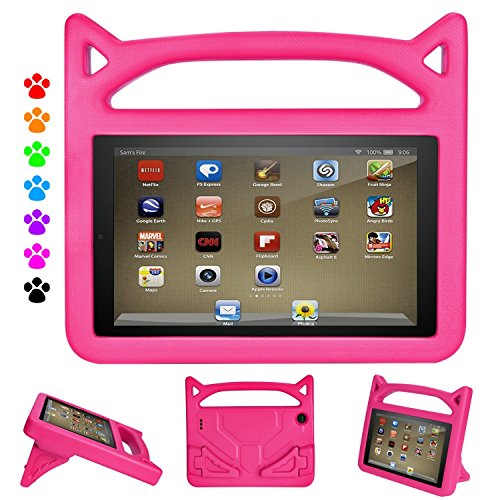 Amazon Kindle Fire HD 8 Kidsケース2016、roasanスーパー保護と安全な信頼性耐衝撃Eva素材内蔵スクリーンプロテクター付きPerfect for Kids Kindle Fire HD 8 2016/2017 ピンクの表紙
