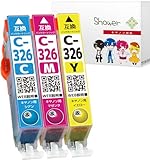 BCI-326(C/M/Y)-3色セット キャノン用互換インクカートリッジ 残量表示 新互換チップ搭載 QR説明書 【Shower製】 【型