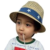 （コージーエージ）CozyAge 麦わら帽子 子供用帽子 日よけ帽子 春夏 可愛い星柄 男の子 熱中症防止 日焼け防止 キッズ用 ジュニアビーチハット