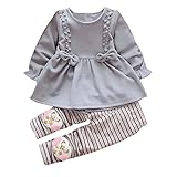 Tovadoo 子供服 ベビー服 女の子 トップス+ズボン セットアップ 長袖 秋冬 ワンピース リボン 縞模様 ハート パーティー 保育園