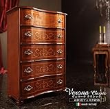 ヴェローナクラシック 丸脚5段チェスト 幅58cm イタリア 家具 ヨーロピアン アンティーク風