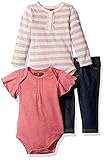 7 For All Mankind Baby Girls' 3 Piece Bodysuit and Jean Set Silver/Pink 6-9M [並行輸入品]