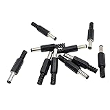 A-CRAFT 10個セット 2.1x5.5mm オス DC電源 プラグ ジャック コネクタ 黒