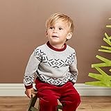 【dave&bella(デイブ・ベラ)】【秋冬/セーター】　ジャカード織ニットセーター　長袖　ラウンドネック　プルオーバー　ベビーセーター　グレー　70cm/80cm/90cm/100cm/110cm