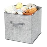mDesign Fabric Baby Nursery Closet Organizer Cube for Stuffed Animals, Towels, Toys, Blankets - Gray