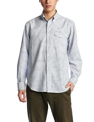 Print Pattern Buttondown Shirt Made in India 111-11-3539: Light Blue Print Pattern Buttondown Shirt Made in India 111-11-3539: Light Blue