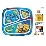 Zak! Designs Dinnerware Set includes 3-Section Plate, Fork and Spoon with Minions Graphics, Break-re
