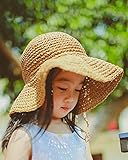 Asiso キッズ ベビー 麦わら帽子 ペーパーハット リボン 折りたたみ コンパクト 日よけ つば広 春 夏 旅行 お出かけ ブラウン