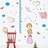Cartoon Animals Height Measurement Wall Stickers Growth Chart Removable Wall Decals Home Decor PVC A