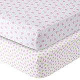 ベビーベッド用ボックスシーツ サテンのような肌触り 綿100% 2枚組 (Floral/Butterfly) [並行輸入品]