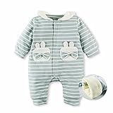 Baby Nest ベビー服 ダウン入り 前開き 長袖カバーオール ロンパース 女の子 コットン100% グリーン 9-12M