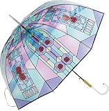 宮嶋 長傘 60cm ジャンプ ステンドグラス ローズ パープル