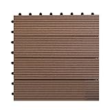 ジョイント式デッキパネル 木樹脂 30cm角 ブラウン 溝あり 並行