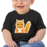 猫 コーヒーを飲む子供服 ベビーTシャツ 半袖 男の子 女の子 クルーネック カジュアル