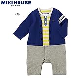 MIKIHOUSE FIRST(ミキハウスファースト)BBB カーディガンスタイル風カバーオール ８０cm,青