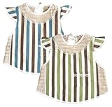 Mille Ti Rana 着るスタイ お食事エプロン 防水 ビブ 女の子 子供用 大きいサイズ 食事スタイ 2枚 セット (青 緑)