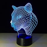 liyudl Leopard 3dランプ部屋ベッドルーム装飾Illusion夜ライトマルチ7色変更USBケーブルスマートタッチボタンLEDデスクテーブルライトホーム装飾A Great Gift Ide