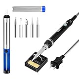 はんだごてセット 半田ごて 日本PSE認証済み 60W 110V Anbes 電子はんだごて 温度調節可能（200～450℃）電子作業ツール 安全 はんだごてスタンド 除去ポンプ はんだワイヤ 5種類